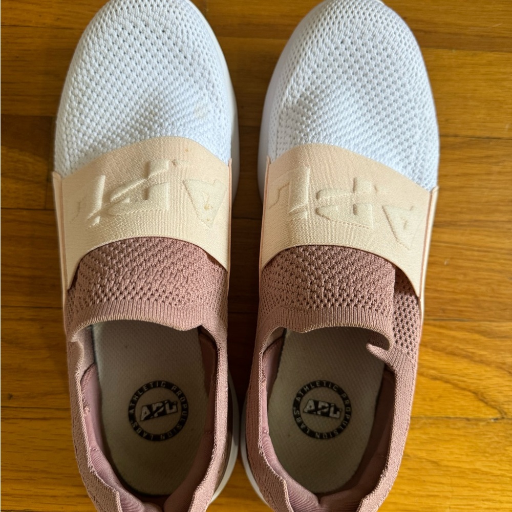 APL White and Pink Slip-On Sneakers